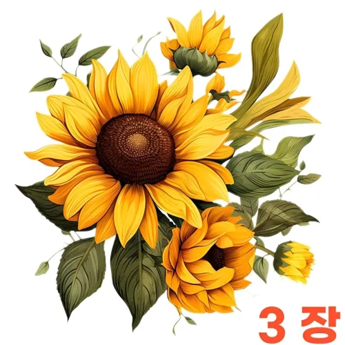 밝은하루 꽃 해바라기 벽지 스티커 3개, 혼합색상