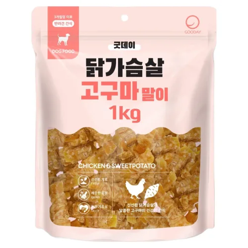 굿데이 강아지 간식, 닭가슴살 고구마 말이, 1kg, 1개