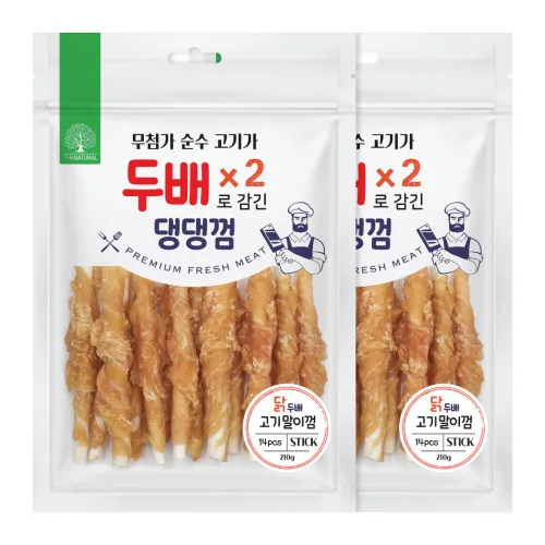 더내추럴 강아지 두배 댕댕껌, 치킨 스틱, 210g, 2개