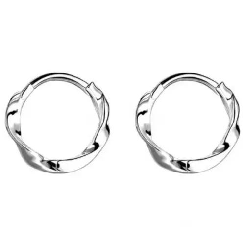 S999 순은 뫼비우스 귀걸이 14MM 고급스러운 미니멀 원형 링귀걸이 크로스보더 순은 여성용 귀걸이