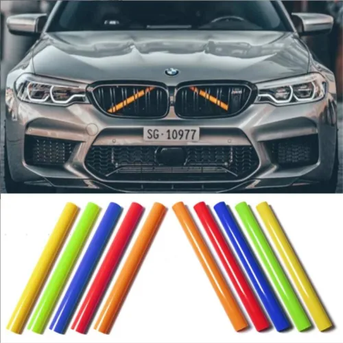 튜닝 그릴 포인트 커버 삼색 클립 스티커 BMW 프론트 스트립 트림 바 V 브레이스 랩 1/2/3/4/5/6 시리즈 X1X2X3X4X5 GT3/5 Garnishing Tube