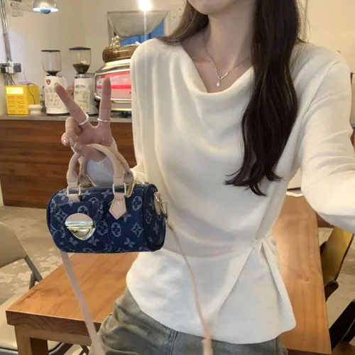 IDEAER 여성 가을 니트 긴팔 단색 데일리 출근룩 상의