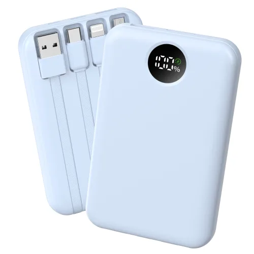 YEXXI 일체형 보조배터리 고속충전 PD 22.5W 미니 휴대용 10000mAh 4개 케이블 멀티단자