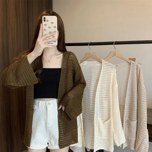 여름 3color 여성가디건 여행 비치웨어 그물가디건