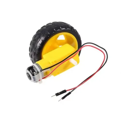 TT DC 기어드 5V DC 모터 (듀퐁 점퍼 케이블 납땜 완료), 1개, 모터+ 68mm 고무 타이어