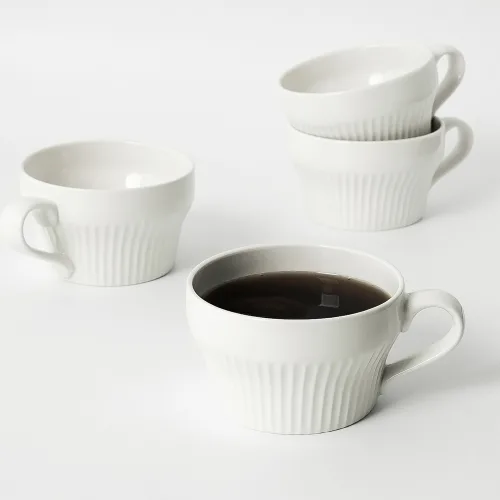 로코리빙 오르센 라떼 머그컵 350ml, 화이트, 4개