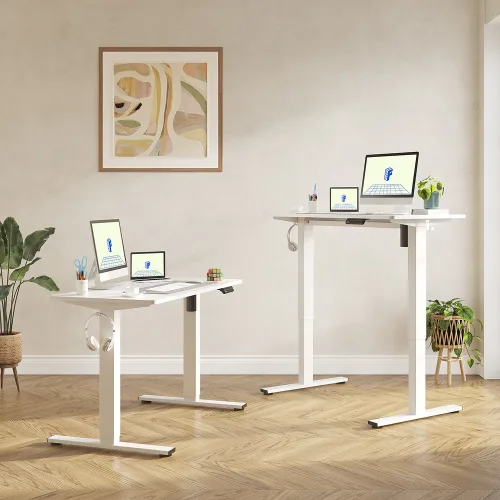 FlexiSpot 전동 모션데스크 EF1 컴퓨터책상 높이조절책상 A/S 5년 높이690-1100mm 학생책상 낮은 높이 사무실책상 게이밍책상, 화이트