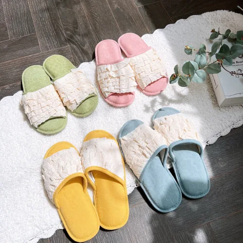 허니상점 레이스 프릴 거실슬리퍼 파스텔느낌 거실화 실내화 거실 슬리퍼 /4color, 그린, 1개