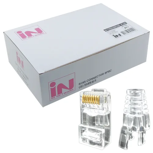 인네트워크 CAT.6 관통형 EZ RJ45 플러그 +부트 세트, 100세트, 투명, 41mm