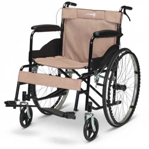 [의료기기] 비유알 휠스 (BUR WHEELS) 쿠션형 팔걸이 접이식 수동 휠체어, 1개, BUR-W1002M