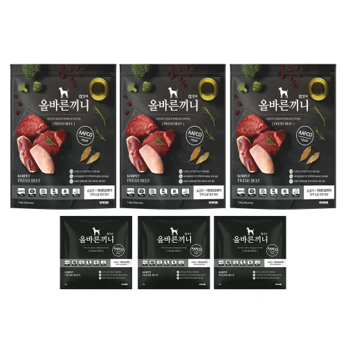 올바른끼니 알파 강아지 사료 소프트 스팀 사료 (안먹으면 100% 환불 보장), 1.25kg, 3개, 소