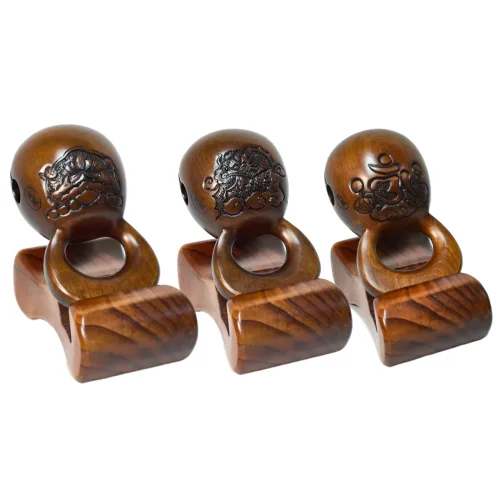 5.0~5.2치 수제 옻칠 조각 목탁 염불 명상 수행 기도 예불, 1개, 나무색 (5.2치 약16cm)