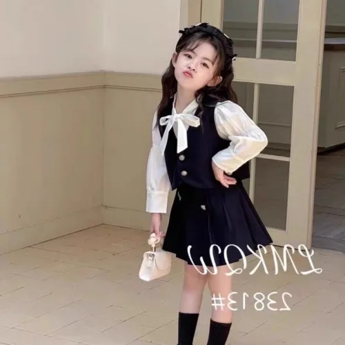 뿜이네 키즈여아 투피스 주름치마 초등여아옷 치마3종세트 정장 콩쿨 발표회 촬영룩 하객룩