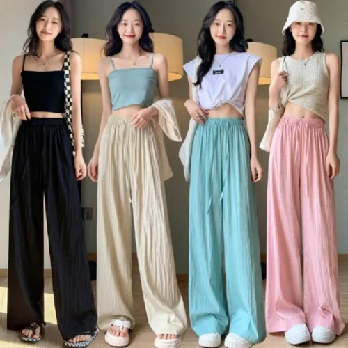 와이드 팬츠 여성 여름 냉감 바지 밴딩 쿨링 일자 숏팬츠 6컬러 냉감팬츠 여자팬츠