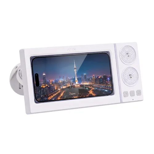 Umimile 2세대 욕실 방수 휴대폰 거치대 블루투스 스피커 내장, 1개, 화이트