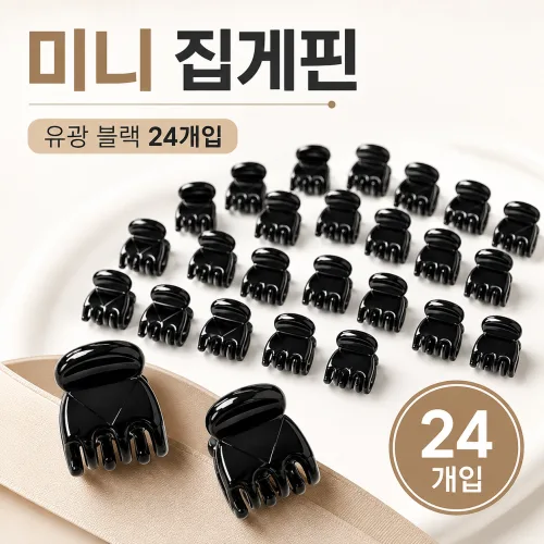 피어나스 헤어 미니 소형 집게핀, 24개, 유광 블랙