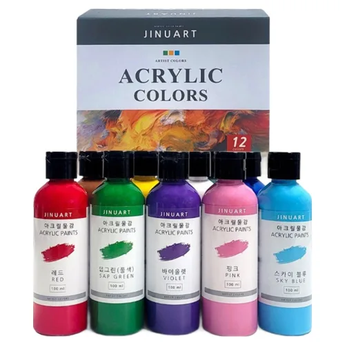 지누아트 대용량 아크릴 물감 A타입, 100ml, 12색