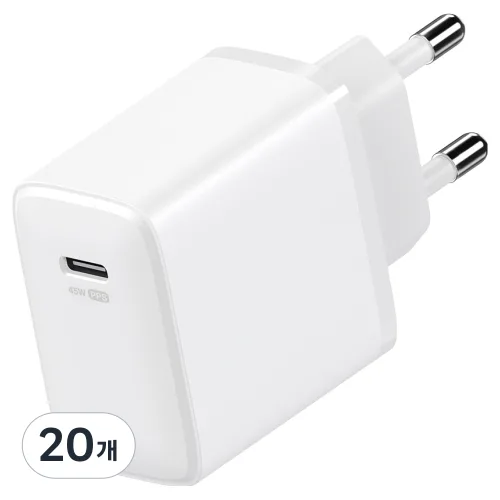 아트뮤 USB PD 45W PPS GaN 초고속 충전기, 화이트, 20개