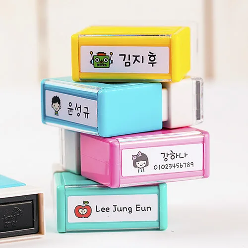 디자인아지트 스탬프 뉴파스텔 직사각 40x10 주문제작, 바디_옐로우/잉크_검정, 1개