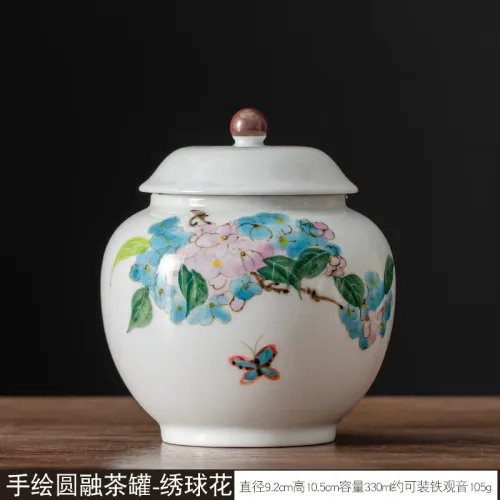 창의적인 꽃무늬 물고기 모양 도자기 저장 용기 휴대용 밀폐 차통 캔디/식품 보관 용기 장식용 항아리 가정