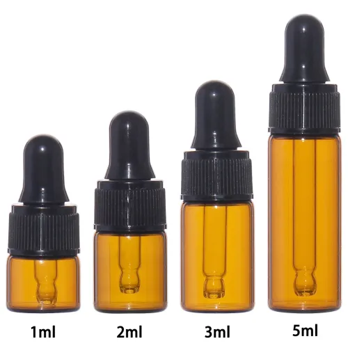 1ml/2ml/3ml/5ml 미니 호박색 유리 점적병, 유리 스포이드 포함, 아로마테라피 에센셜 오일 용기, 50개, amber-3ml