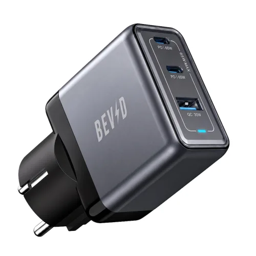 BEVID GaN 65W 3포트 초고속 충전기 PD 듀얼 C타입 QC30W 접지 멀티 충전 어댑터