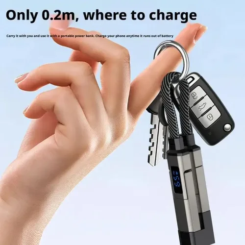 PD 65W USB C to 케이블 고속 충전 4 in 1 디지털 디스플레이 iOS A Type 키체인 짧은 휴대폰