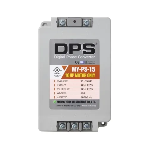 위상변환기 DPS MY-PS-15 모델 단상으로 3상 220V 10마력(7.5kW) 30A 삼상 모터 구동 KC/UL/CE 인증제품 디지털 타입, 1개