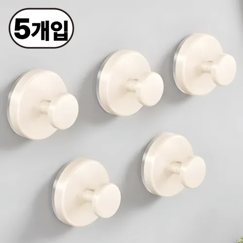 루브앤 떨어짐없는 흡착식 후크걸이, 5개, 아이보리