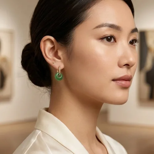 AGIDEUNGBUL 옥색 원석 귀걸이