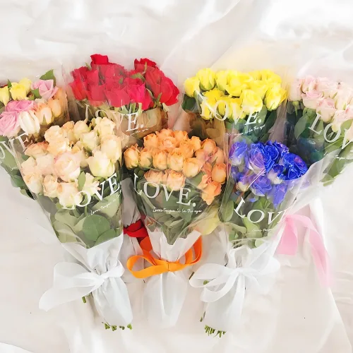 (김해장미) 장미 10송이 20송이 투명포장 꽃다발 농장직송 데일리꽃, 1개, 투톤10송이(투명포장)