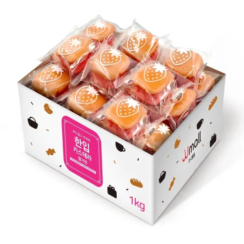 부드럽고 촉촉한 한입 카스테라 빵 딸기맛, 1박스, 1kg