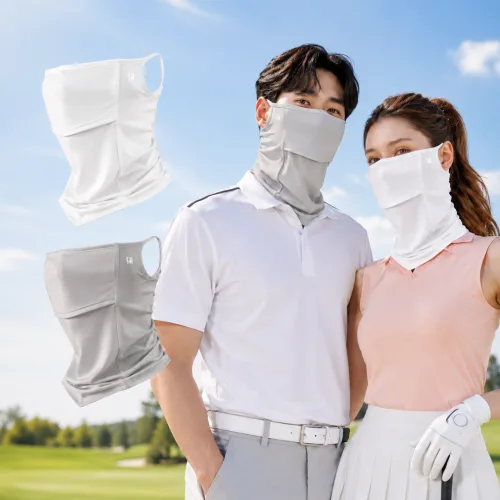 자외선차단 오픈형 스포츠 쿨링 골프마스크 페이스커버, 1개, 퓨어썬화이트+프레쉬그레이