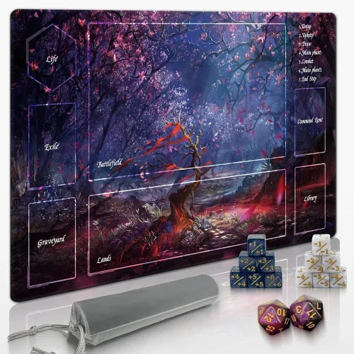 Exts MTG Playmat TCG 보관 가방과 4 위 경험 가장자리 방수 및 미끄럼 방지 매트 플레이매트 트리