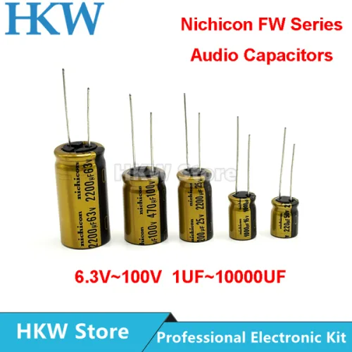 10pcs NICHICON FW 시리즈 10V 16V 25V 35V 50V 63V 100V 전해 콘덴서 HIFI 오디오 커패시터 1UF 47UF 220UF 470UF 1000UF