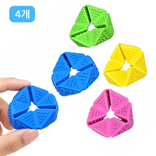 루베이 무소음 피젯토이 감각놀이 실리콘 촉감 스톤 집중력 향상 스트레스 해소 사무실/학교/장난감, 4개, 채색