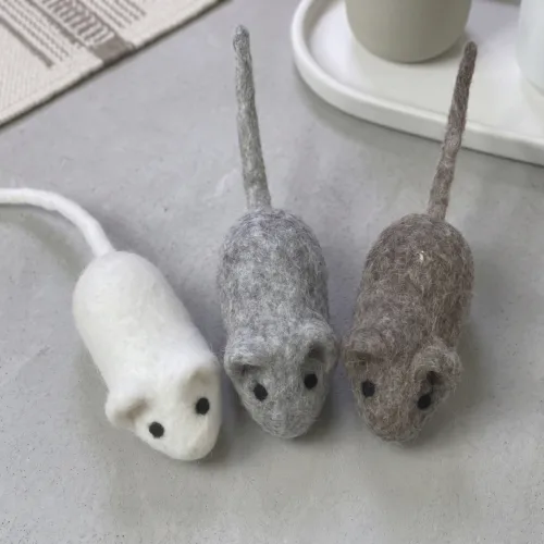 반려나라 수제 양모쥐 고양이장난감 쥐돌이 쥐장난감 3색상 세트, 3가지 색상, 1세트