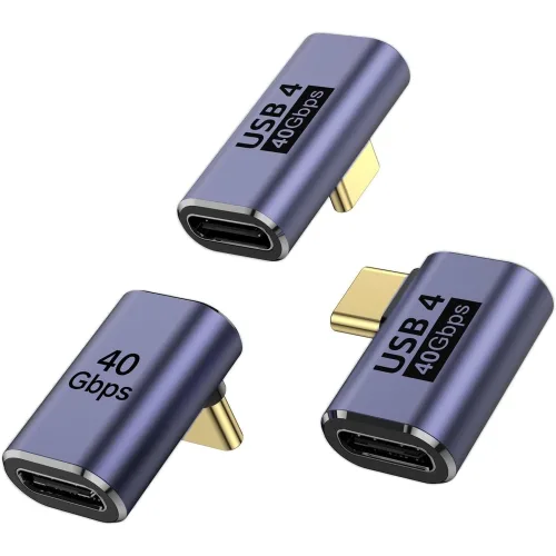 USB4 C타입 연장젠더 L형 90도 커플러, 1세트, USB-C-3