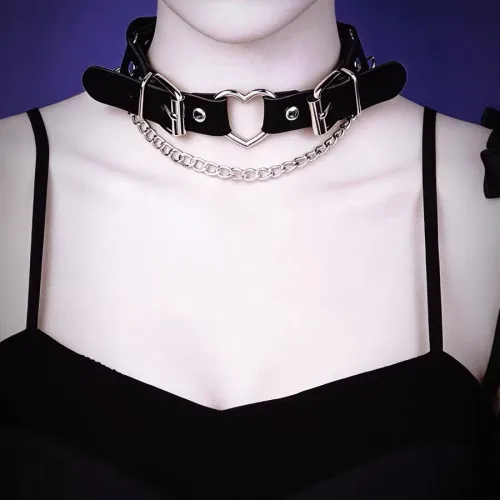 하트초커 목걸이 길이조절 체인 다크 고딕 펑크 락 힙한 Y2K 커플 선물 Y2K악세사리 남녀공용목걸이 커플목걸이선물 힙한악세사리 유니크악세사리 특별한선물추천 포인트악세사리
