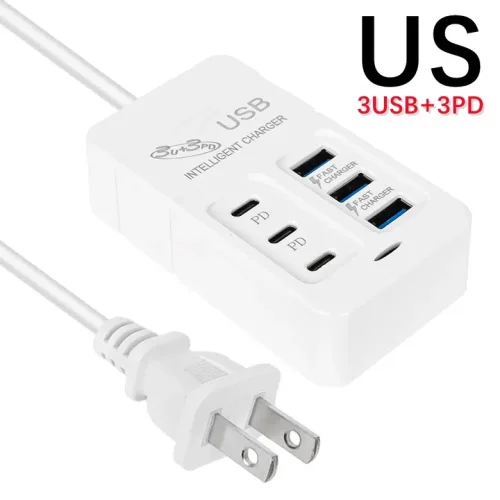6포트 멀티포트 USB 충전기 35W PD 타입C 휴대폰 고속 충전 퀵 타입 C 벽면 충전기 타입C 허브 어댑터 EU U