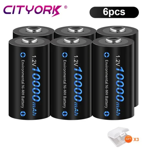 호환 1.2V LR20 D 크기 충전식 배터리 10000mAh 유형 NIMH + AA C 9V 용 LCD 스마트 충전기