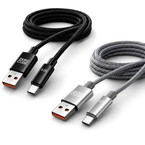 1+1 제로큐브 네오 파워링크 USB A to C타입 고속충전 패브릭 데이터 충전 케이블, 1세트, 그레이+그레이, 0.7m