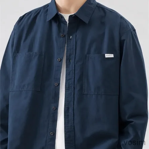 VOSIM 남성 가을 긴팔 셔츠 오버핏 드롭숄더 더블 포켓 버튼 데일리 캐주얼 남방 빅사이즈