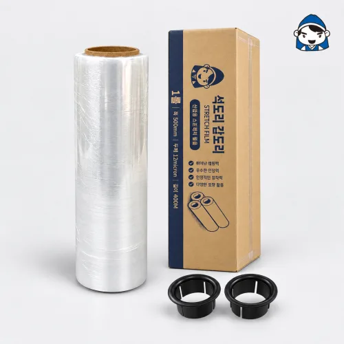 석도리 포장랩 공업용 랩 산업용 스트레치 필름 12mic 500mm x 400M 1롤, 1개, 투명(색상)