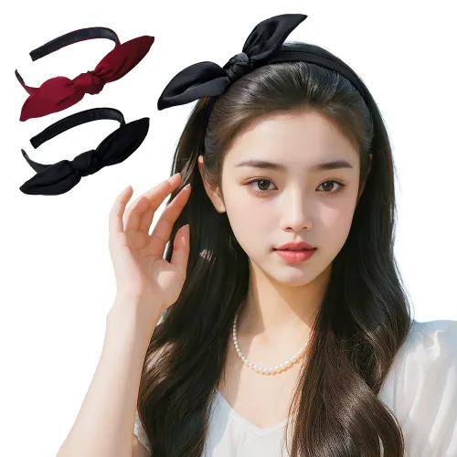 코욜하우키 새틴 리본 헤어밴드 머리띠 2개세트