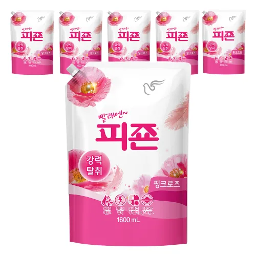 피죤 프리미엄 로즈블라썸 섬유유연제 리필, 1.6L, 6개