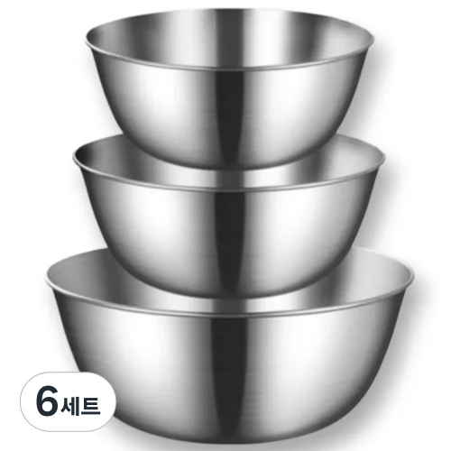 데일리픽 스텐 눈금 믹싱볼 3종 세트, 믹싱볼 17cm + 믹싱볼 19cm + 믹싱볼 25cm, 6세트