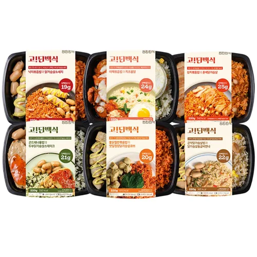 편한한끼 고단백식 2주 닭가슴살 식단 도시락 6종, 220g, 1개
