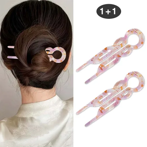 루베이 내구성 U자형 비녀 아세테이트 소재 강력고정 반묶음/올림머리/포니테일