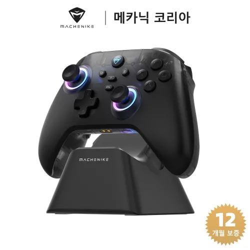 Machenike 메카닉 G3 V2 무선 컨트롤러 PC 안드로이드 iOS 닌텐도 스위치 호환 RGB 게임패드, 1개, 블랙(충전 도크 포함)